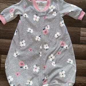 Carter's Gray Sleep Sack with Pink Floral Accents